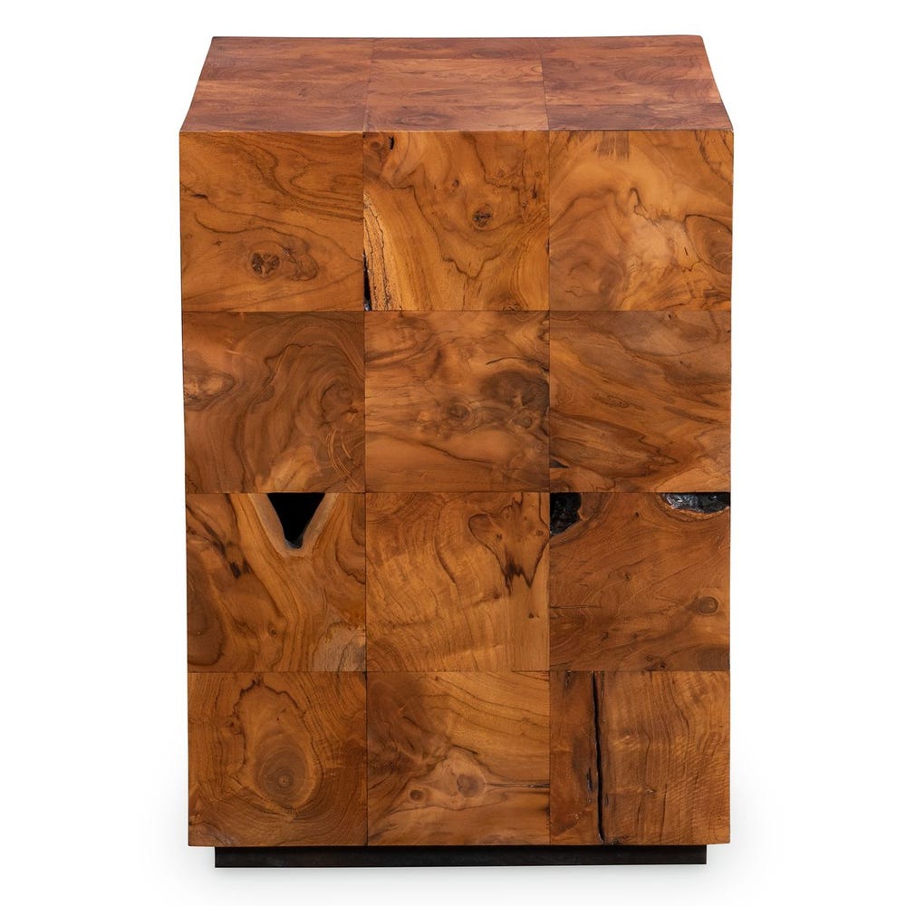 Teak Tac Toe End Table - Caramel