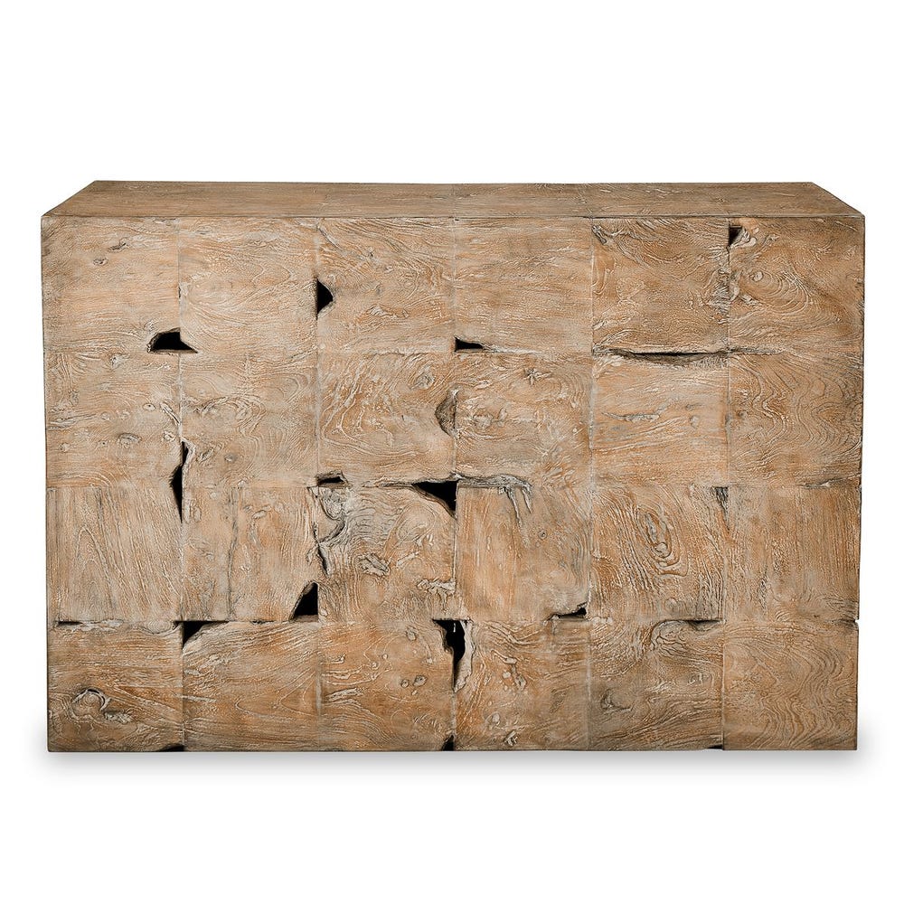 Teak Tac Toe Console Table - Light