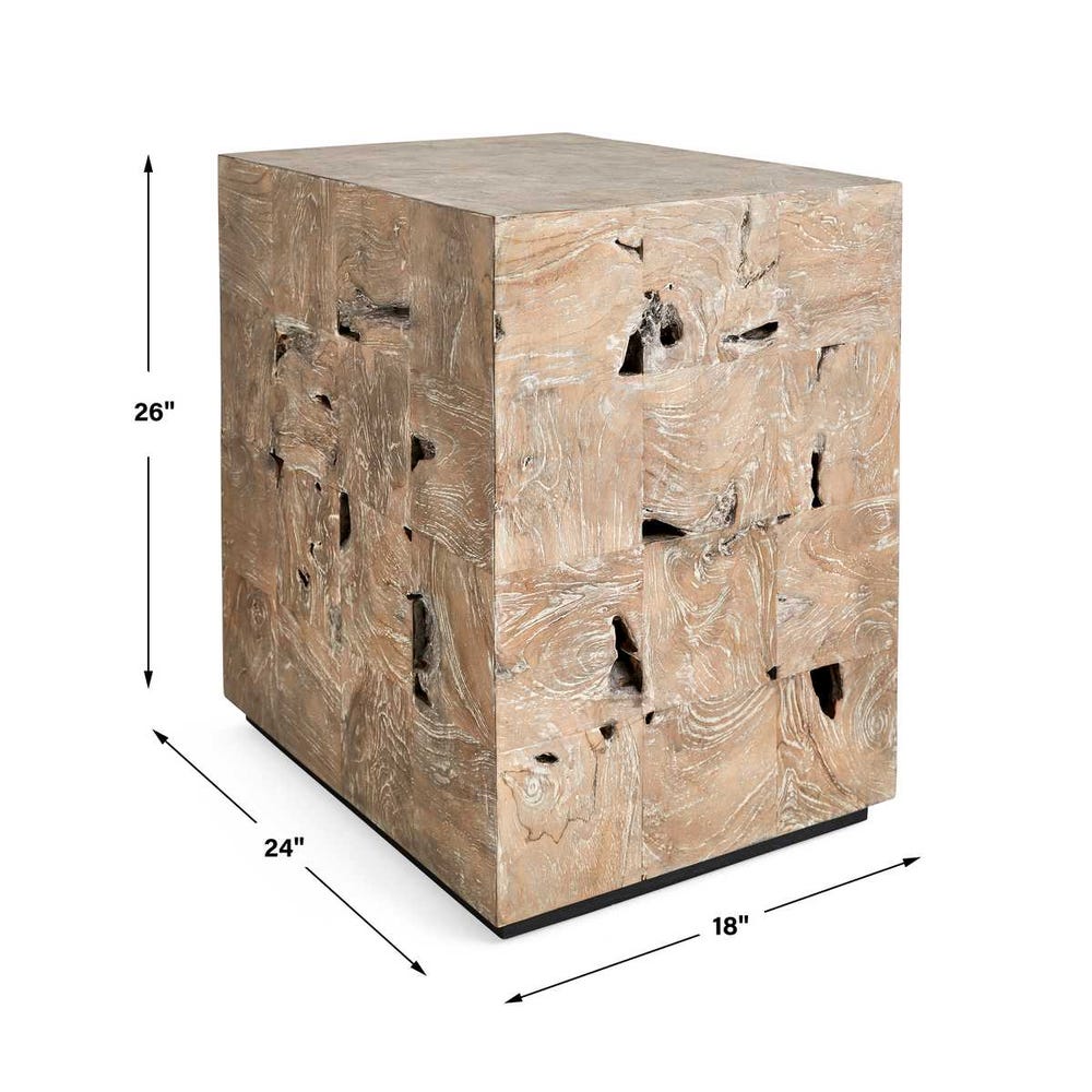 Teak Tac Toe End Table - Light