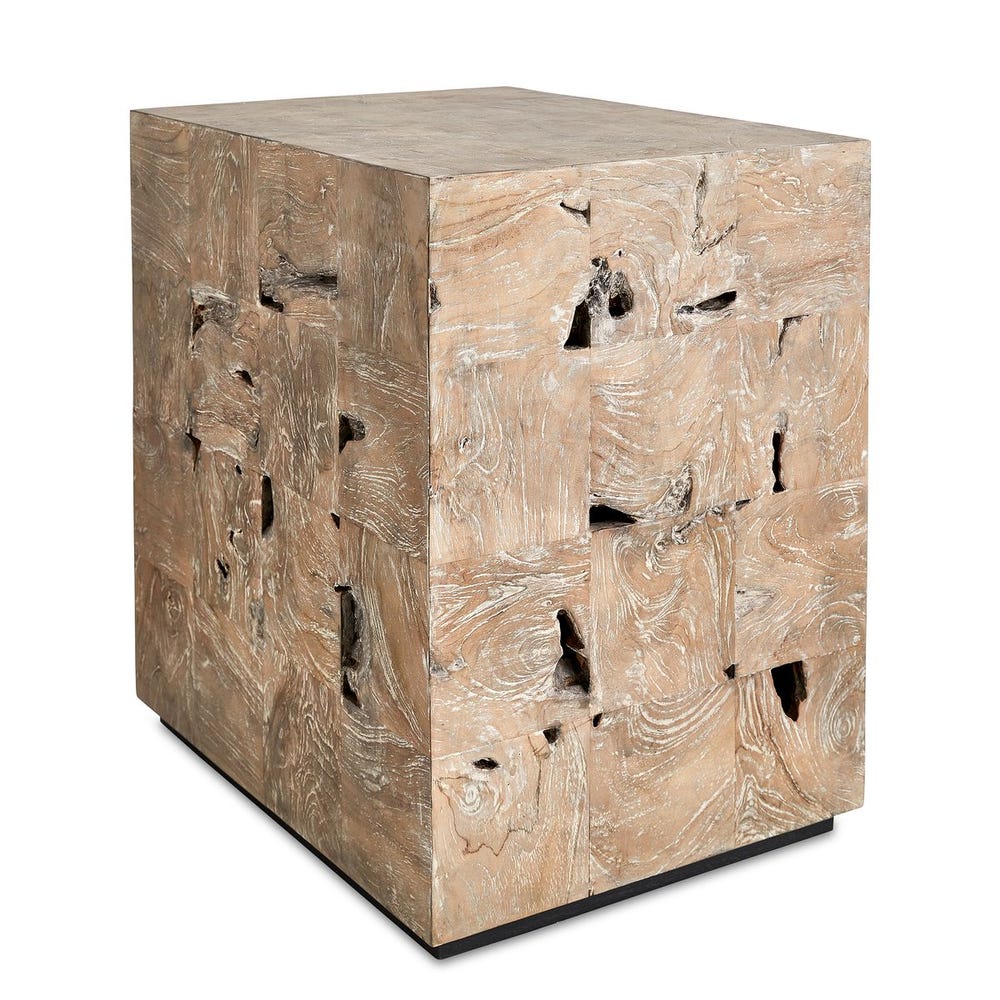 Teak Tac Toe End Table - Light