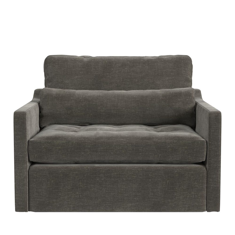 Slope Tufted Swivel Chair-and-a-Half - Lux Graphite