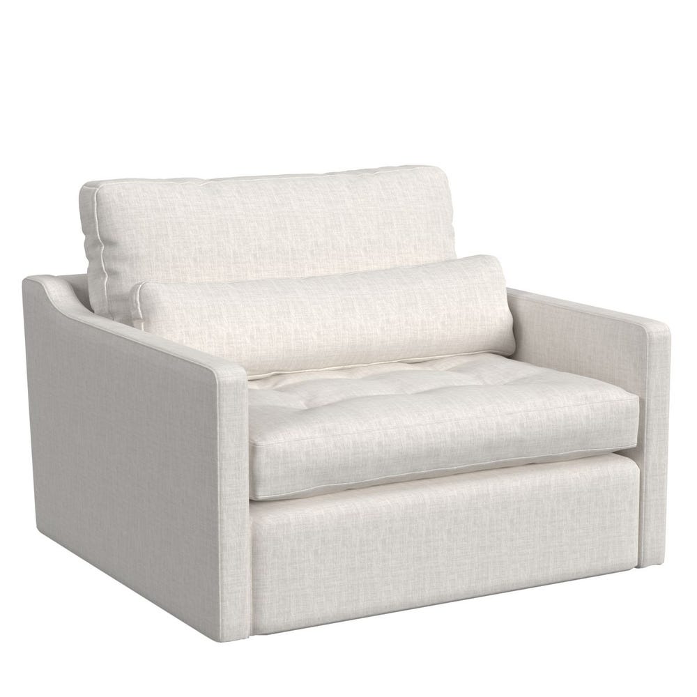 Slope Tufted Swivel Chair-and-a-Half - Lovely Linen Cream