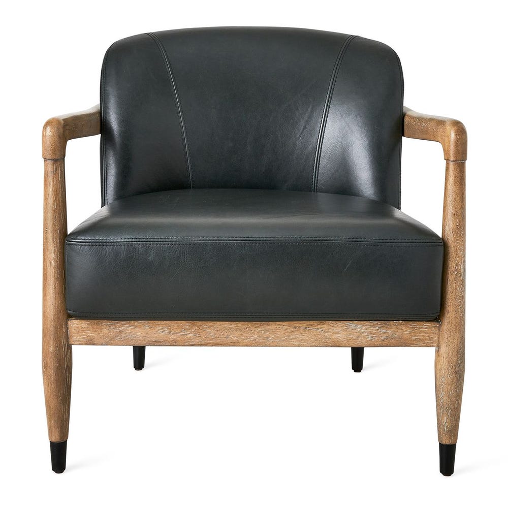 June Accent Chair - Black Leather