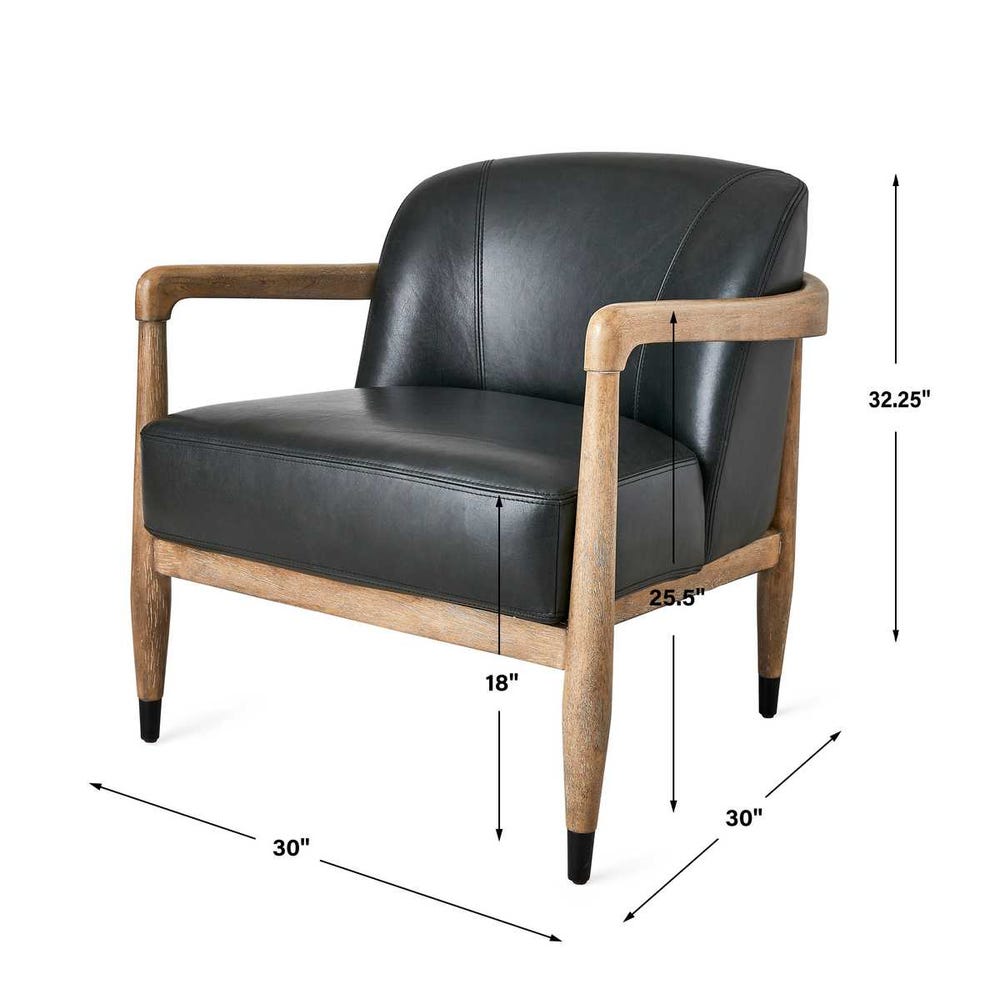 June Accent Chair - Black Leather