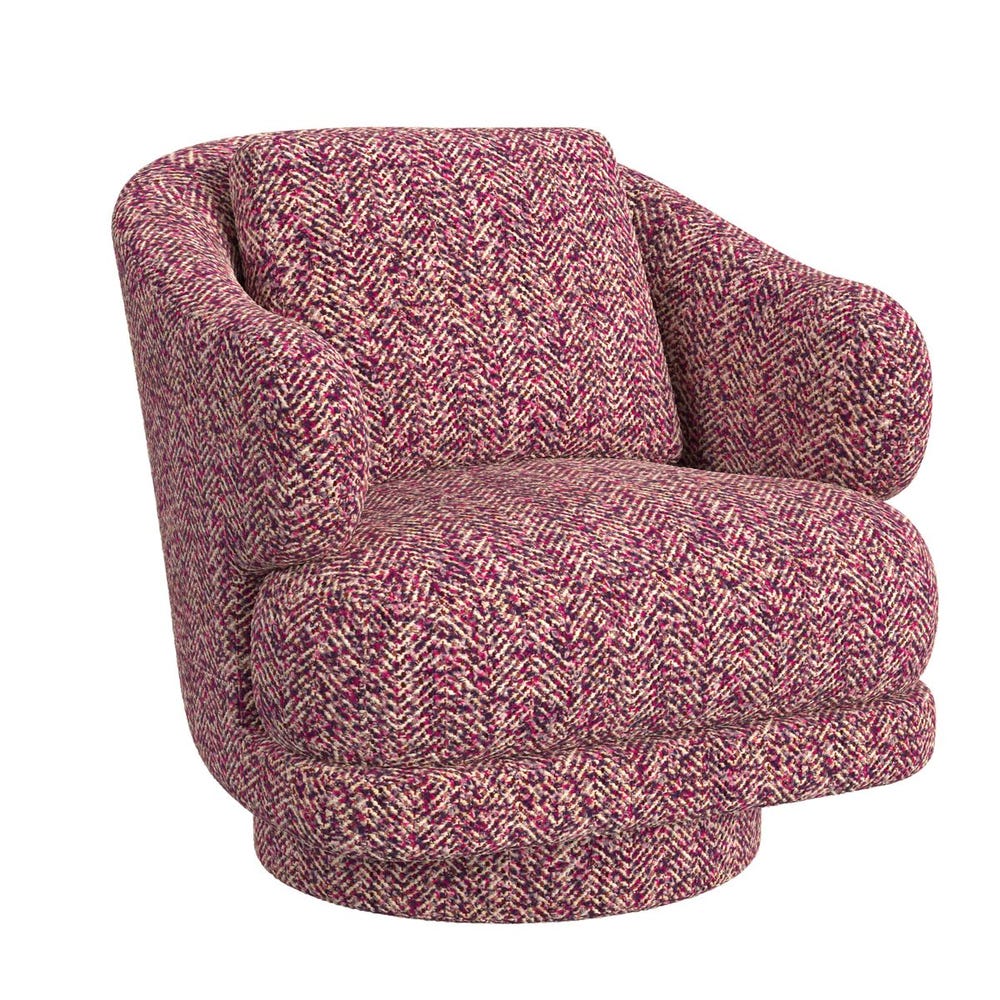 Cuddle Swivel Chair - Tweedy Bird Purple Finch