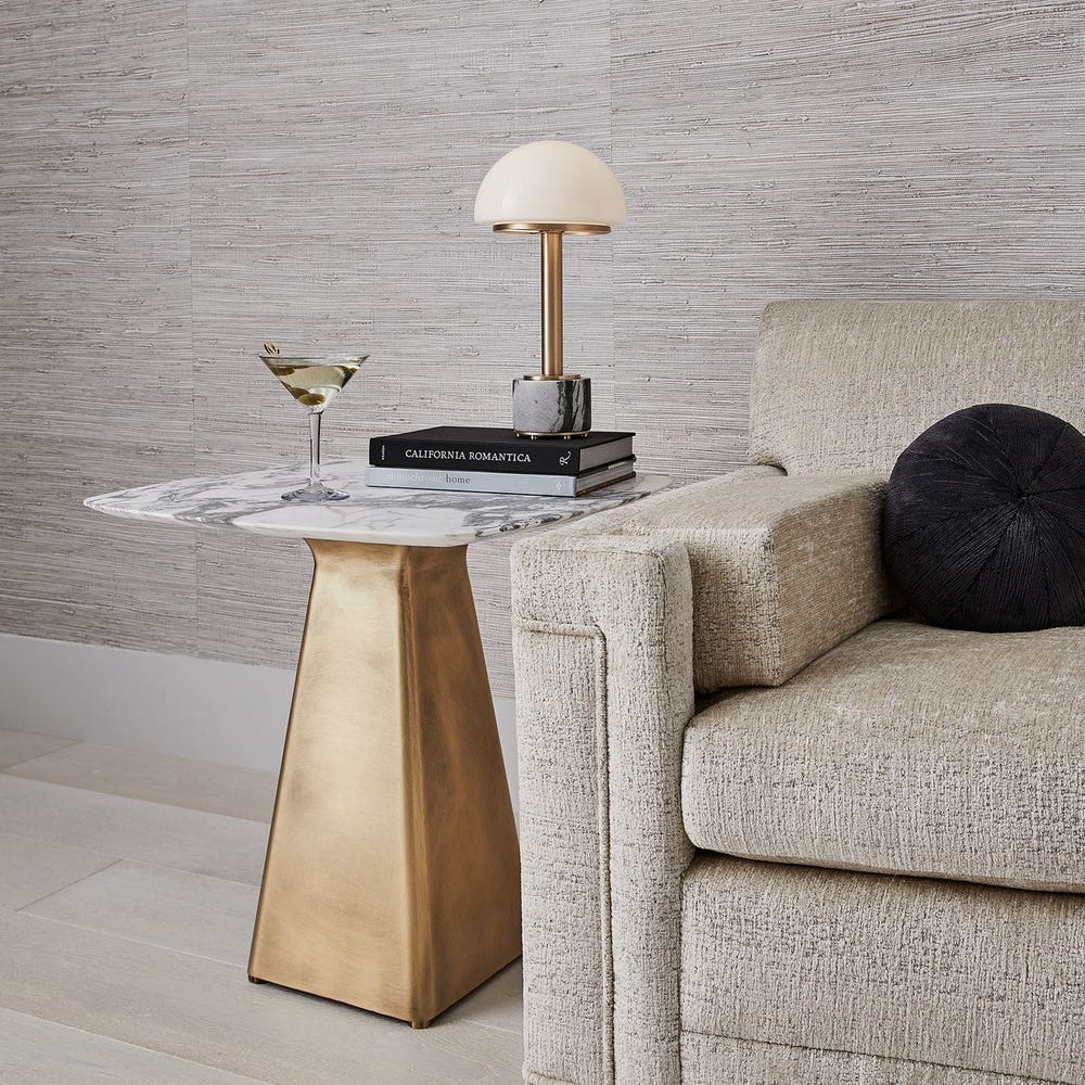 Equilateral Side Table - Arabescato/Brass, 2 Cartons