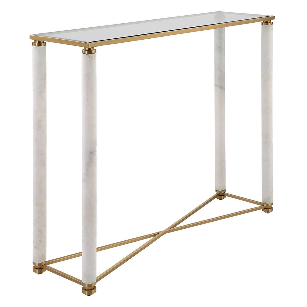 White Pillar Console Table