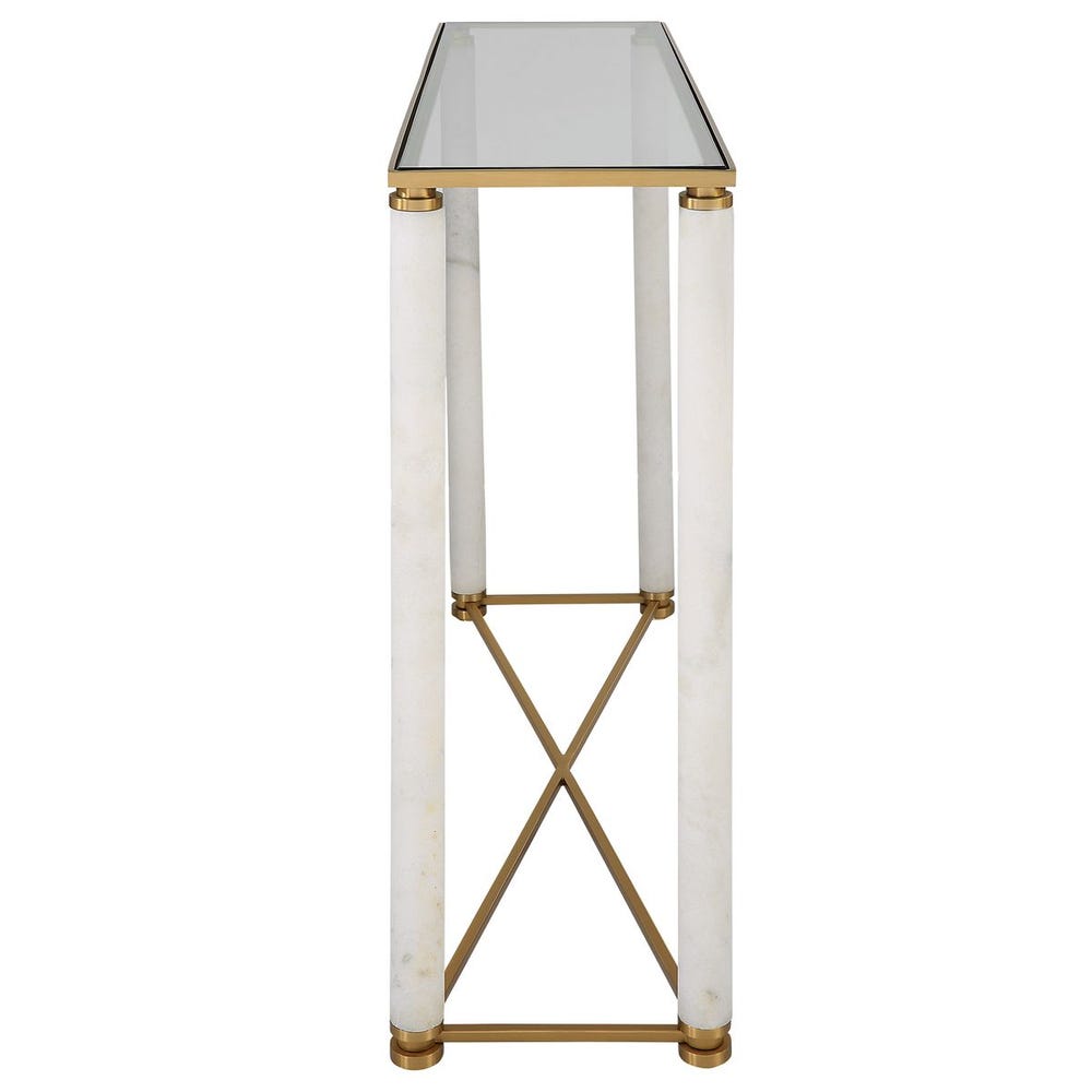 White Pillar Console Table