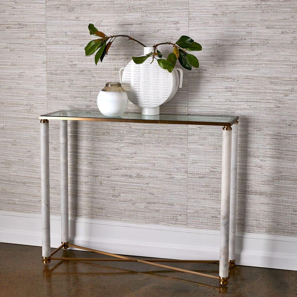 White Pillar Console Table