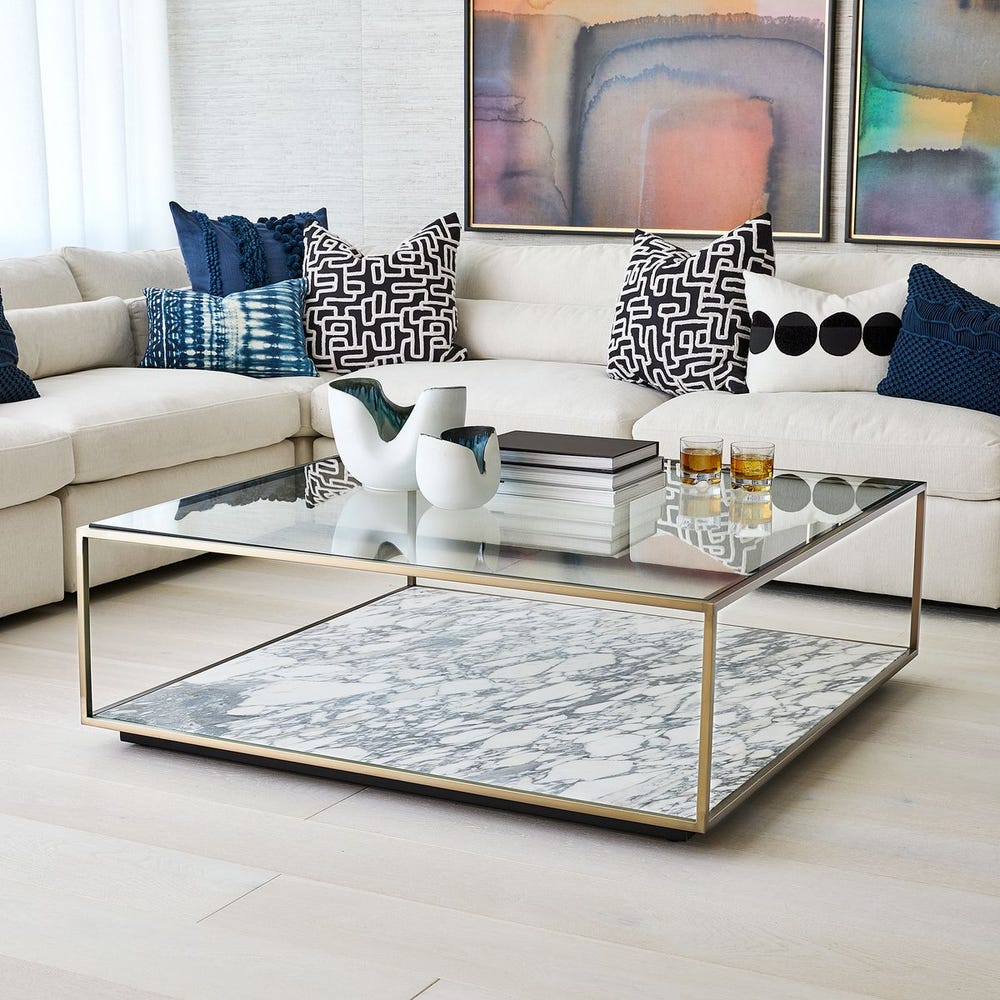 Floating Plane Coffee Table - Marble/Brass, 2 Cartons