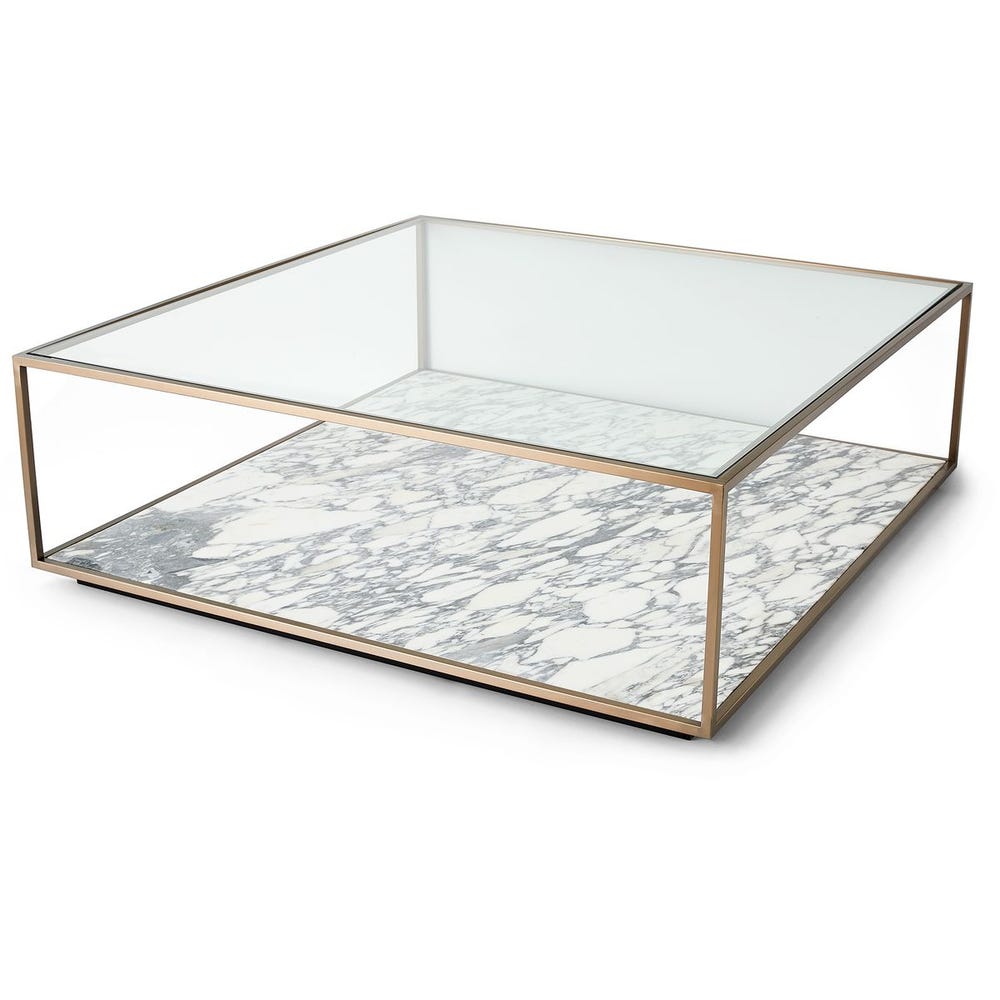 Floating Plane Coffee Table - Marble/Brass, 2 Cartons