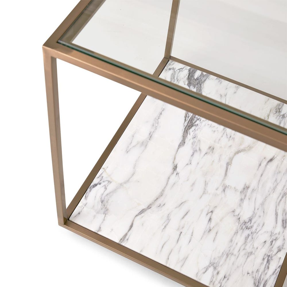 Floating Plane End Table - Marble/Brass