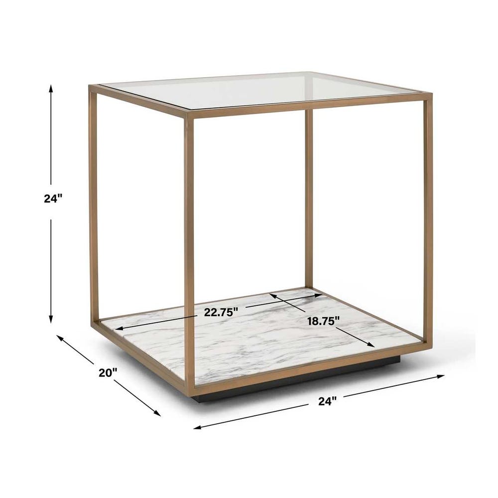 Floating Plane End Table - Marble/Brass