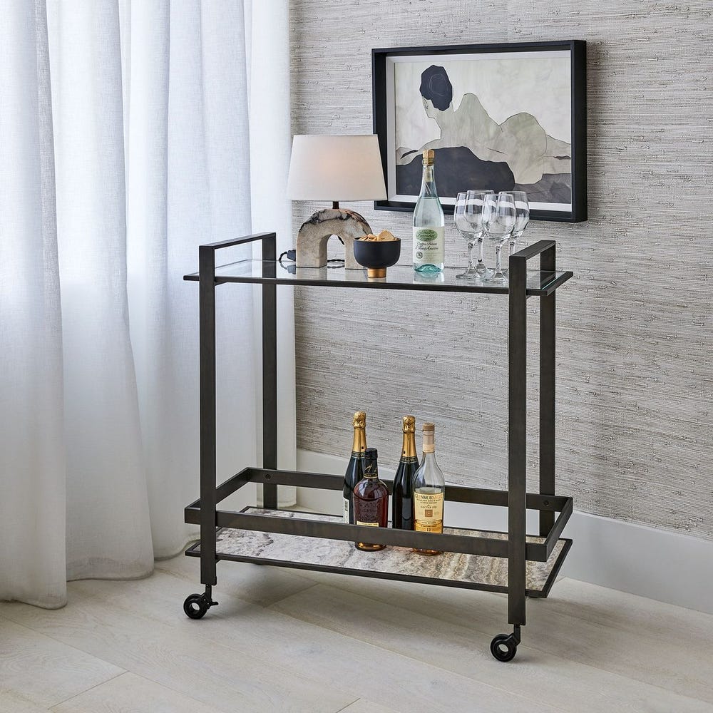 Roll Along Bar Cart - Bronze