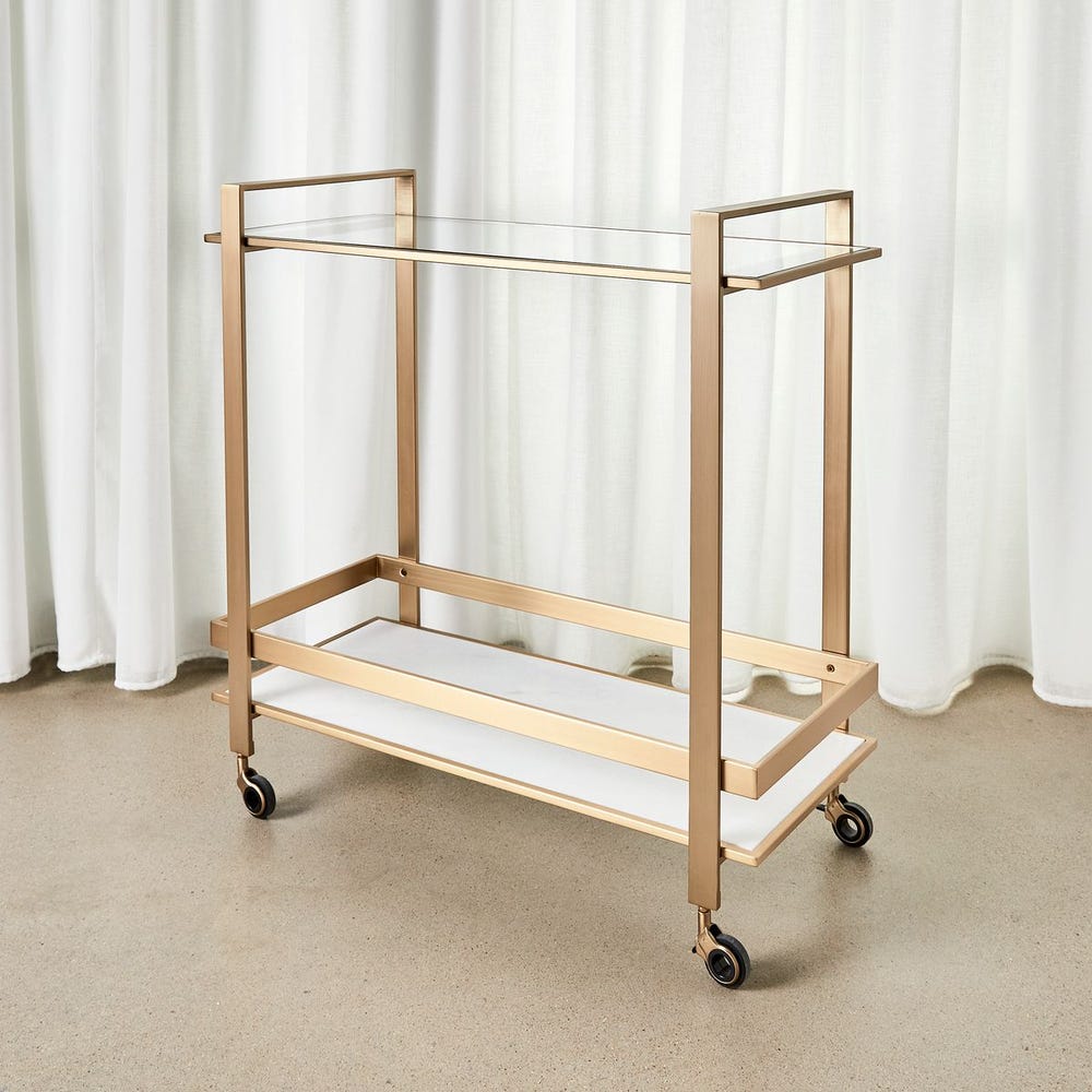Roll Along Bar Cart - Brass