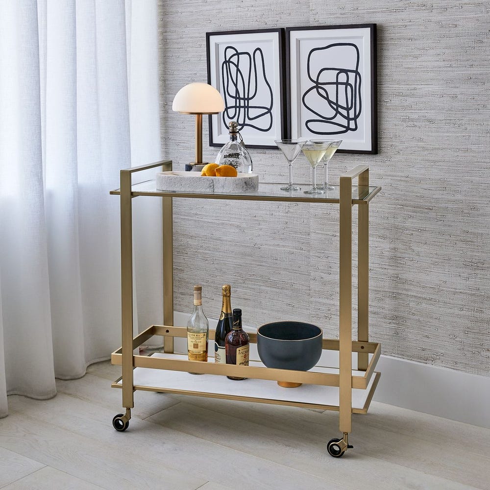 Roll Along Bar Cart - Brass