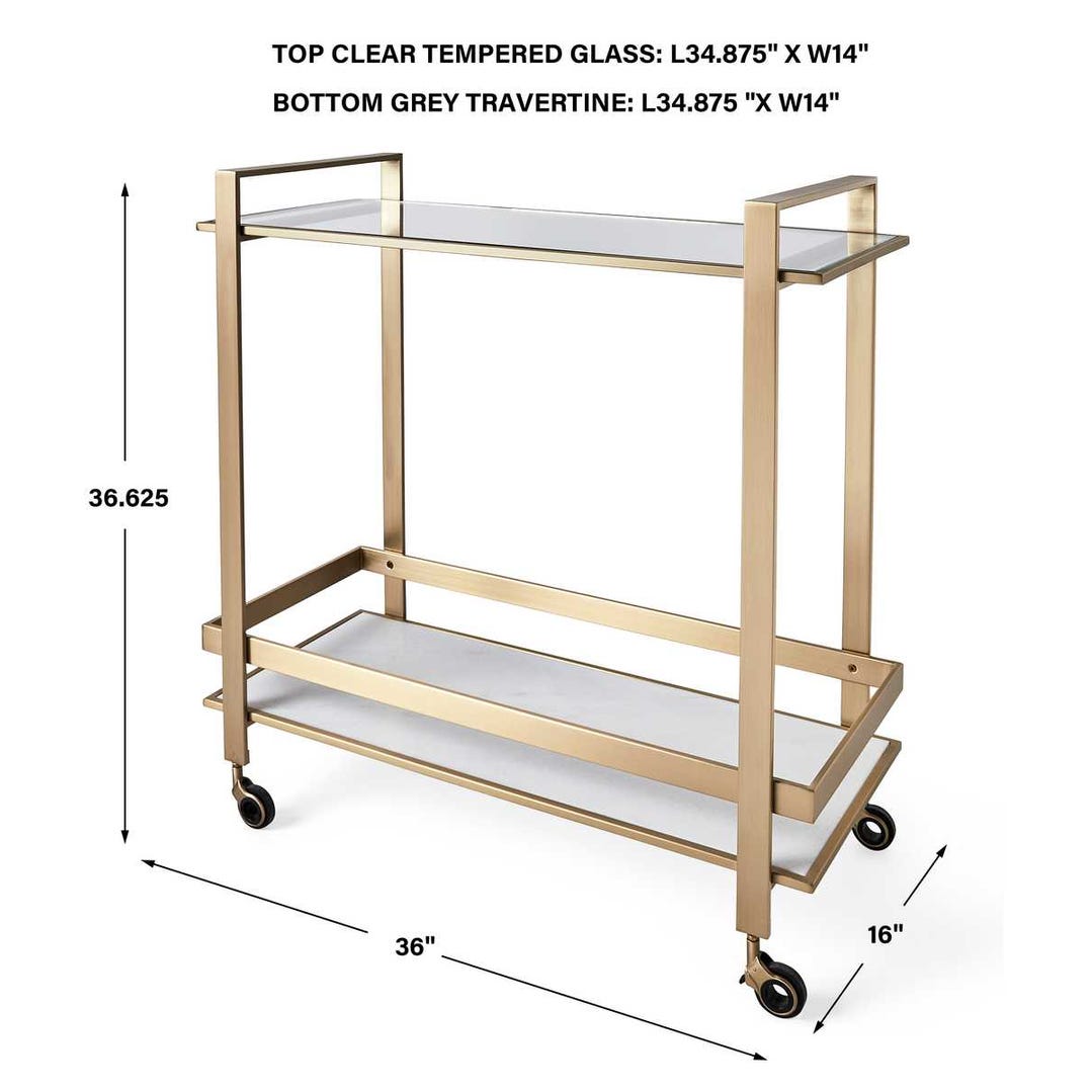 Roll Along Bar Cart - Brass