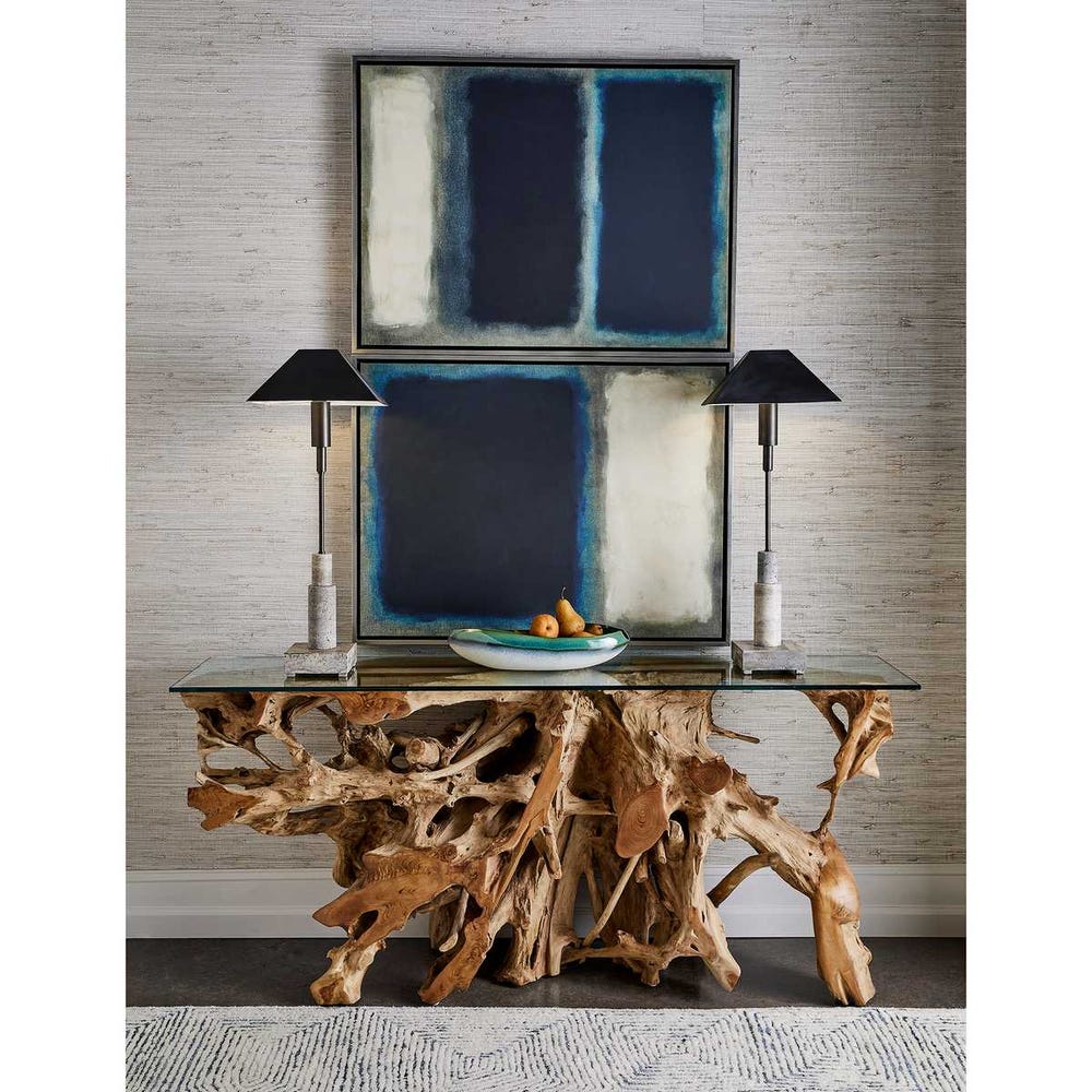 Telescope Buffet Lamp - Gray Travertine/Bronze