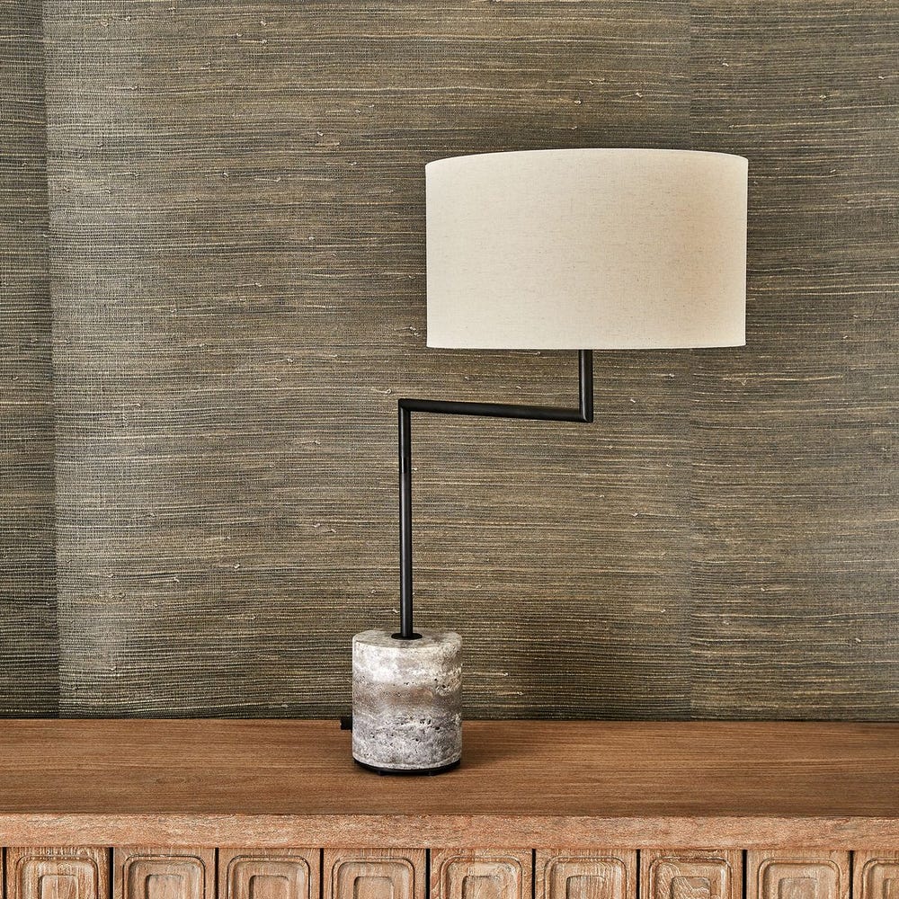 Pivot Table Lamp - Travertine/Bronze