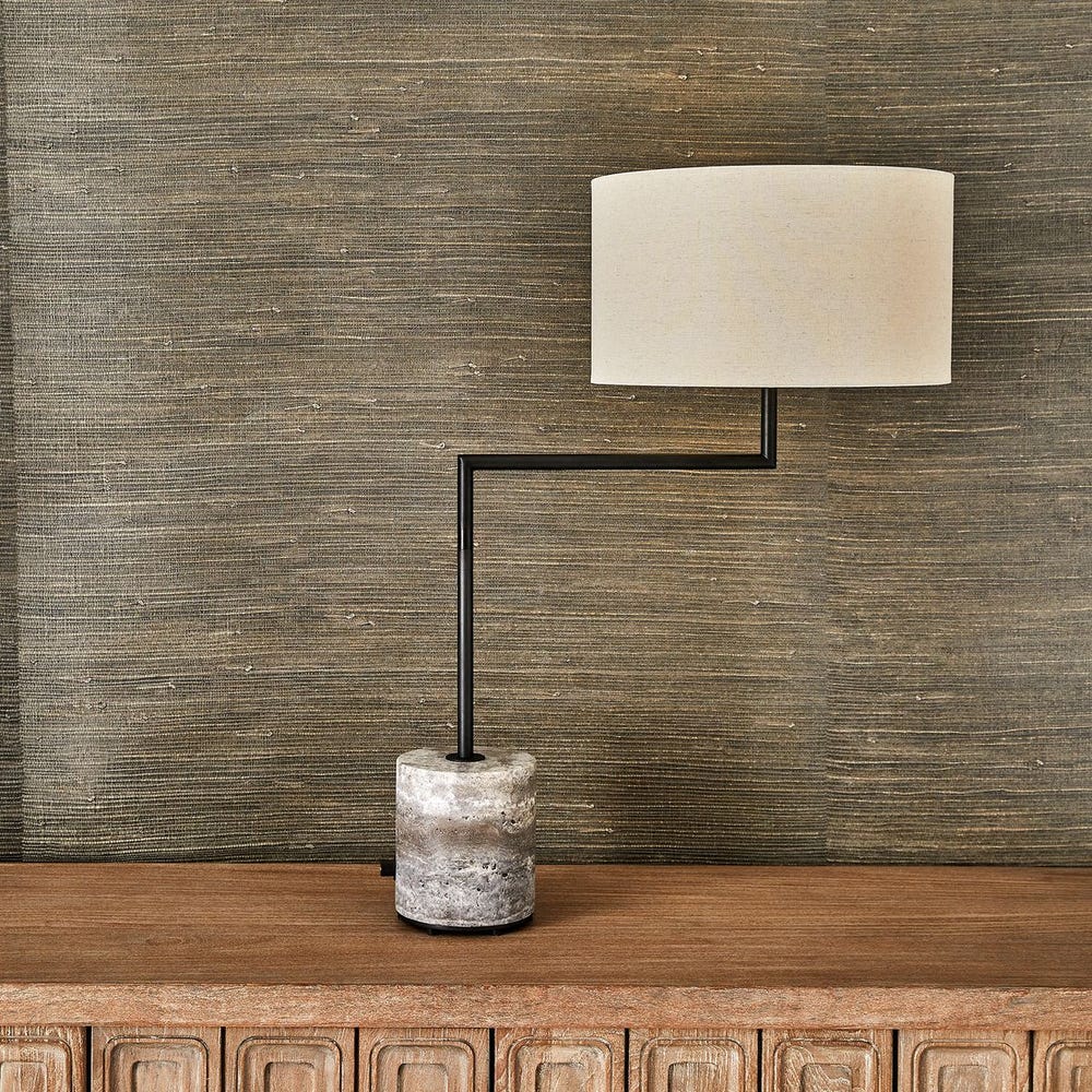 Pivot Table Lamp - Travertine/Bronze