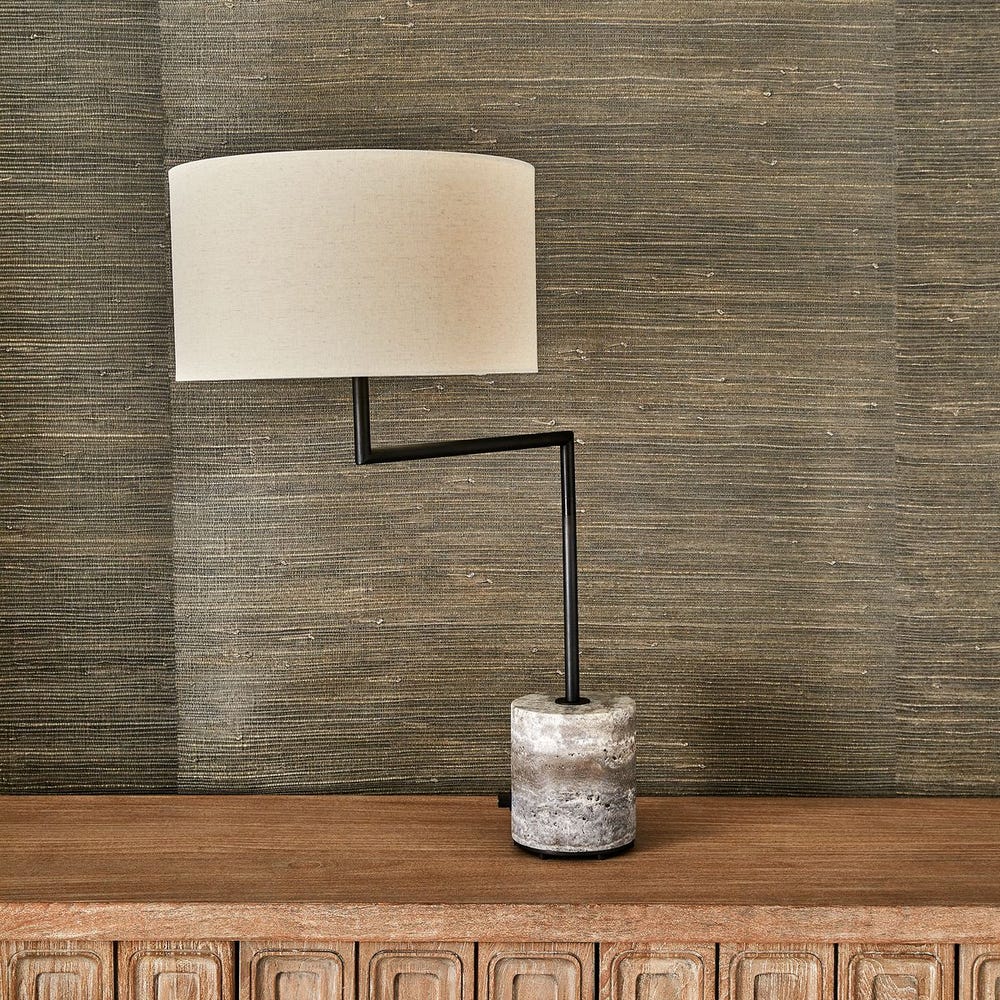 Pivot Table Lamp - Travertine/Bronze