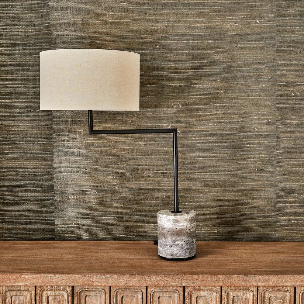Pivot Table Lamp - Travertine/Bronze