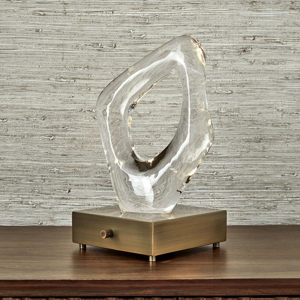 Lighted Plateau Lamp - Square Brass