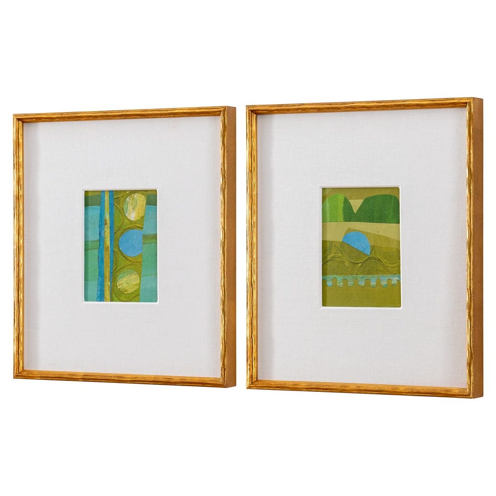 Petite Bijoux Framed Canvases - Lime, S/2