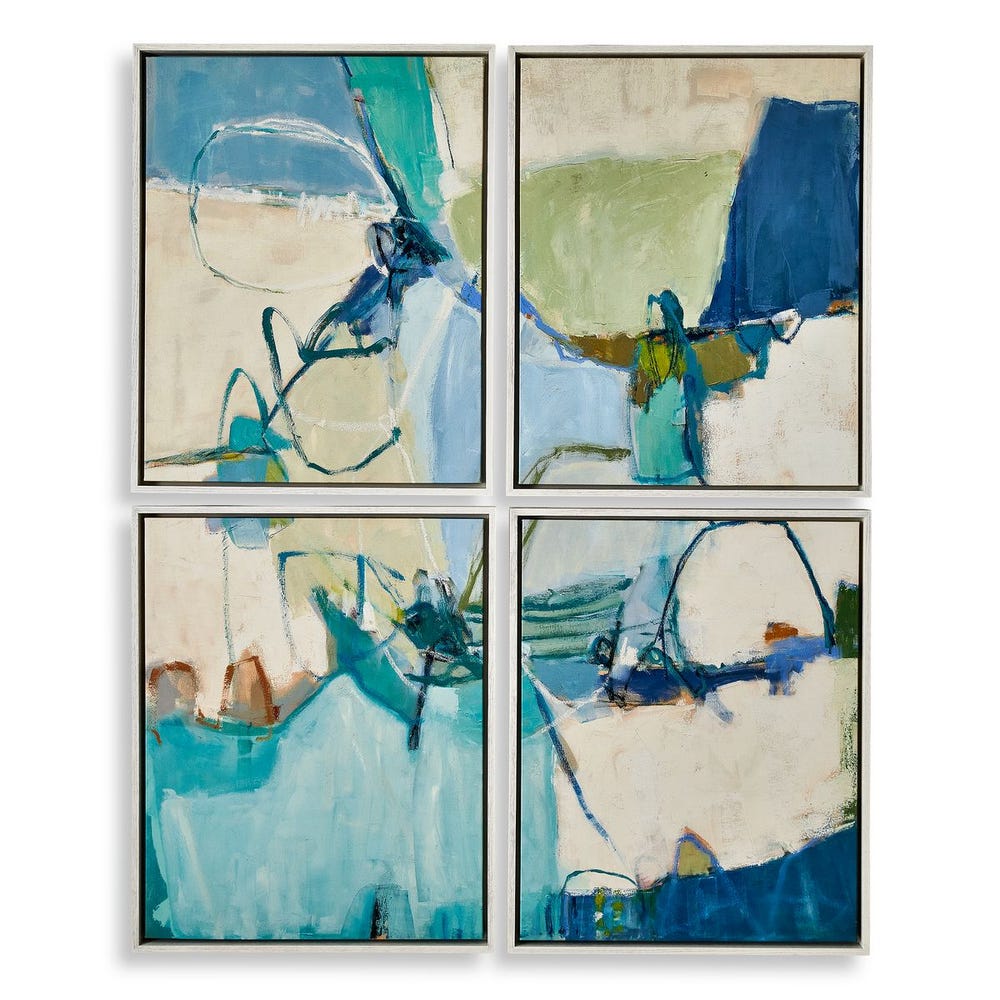 Cool Outlook Framed Canvases, S/4