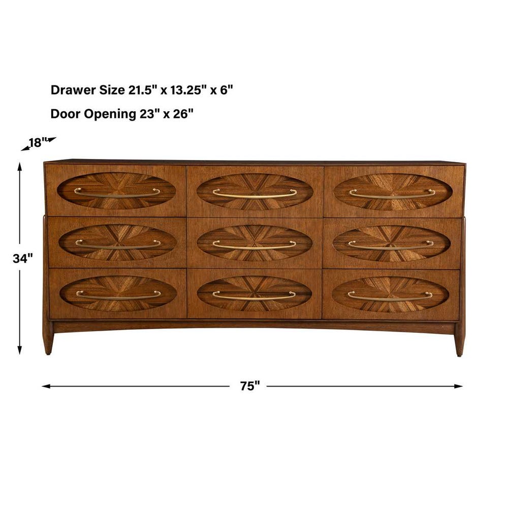 Tiger Eye 6 Drawer 1 Door Chest