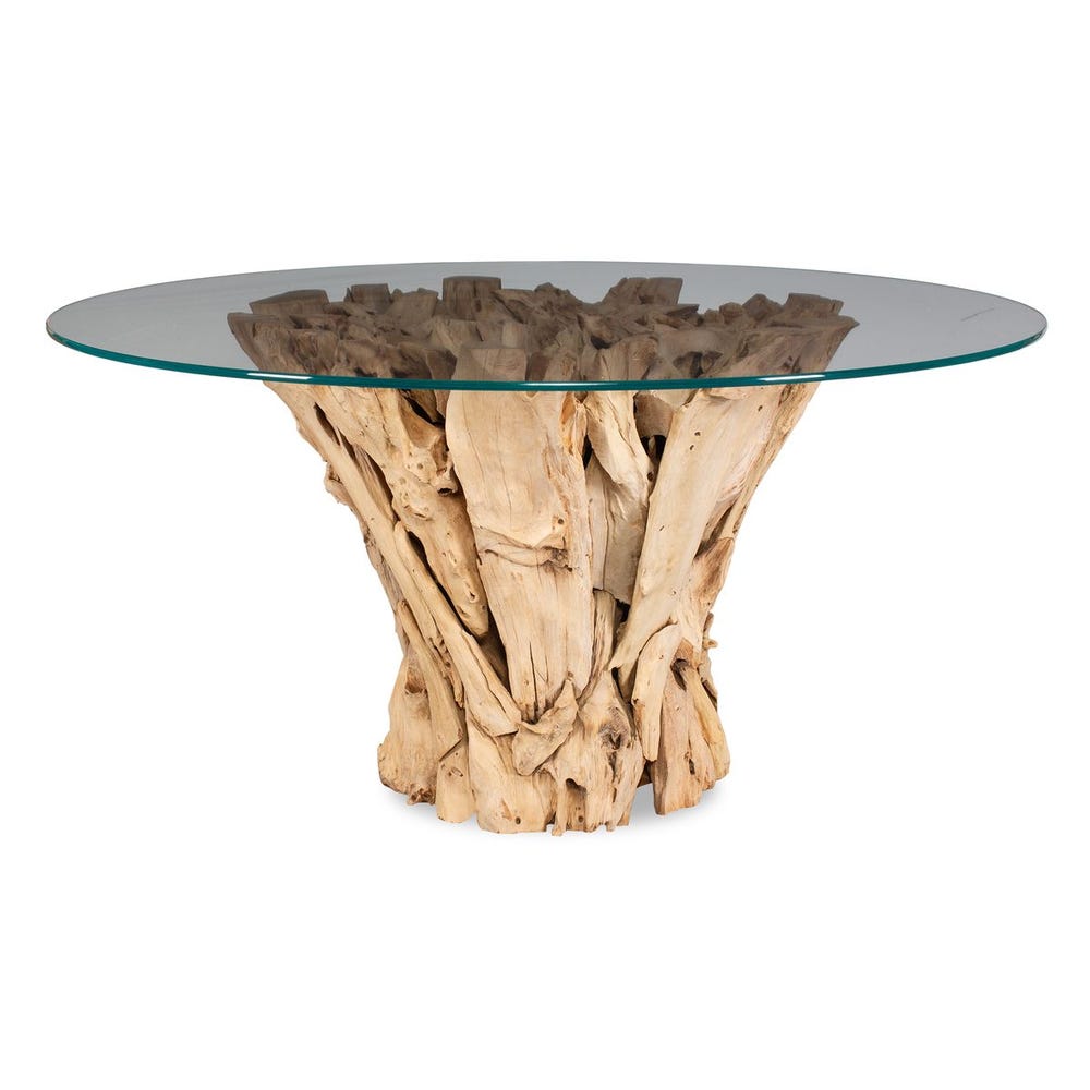 Teak Root Dining Table - Round Bleached, 2 Cartons