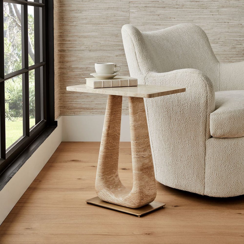 About Turn Side Table - Travertine