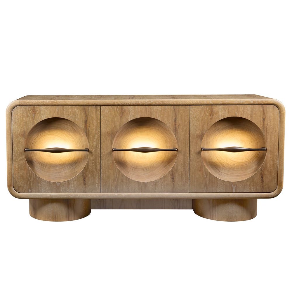 Forest Rings Lighted 3 Door Cabinet