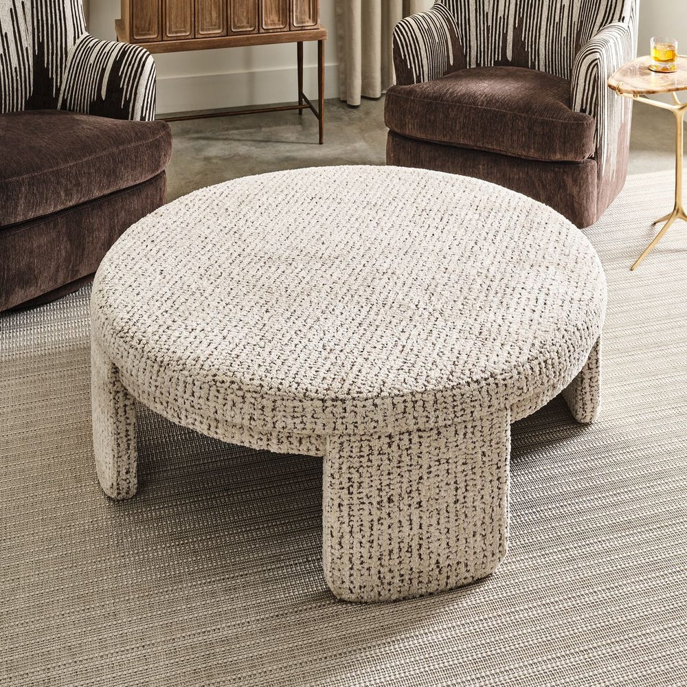 Give It A Rest Ottoman, Round - Hopscotch Creamy Espresso