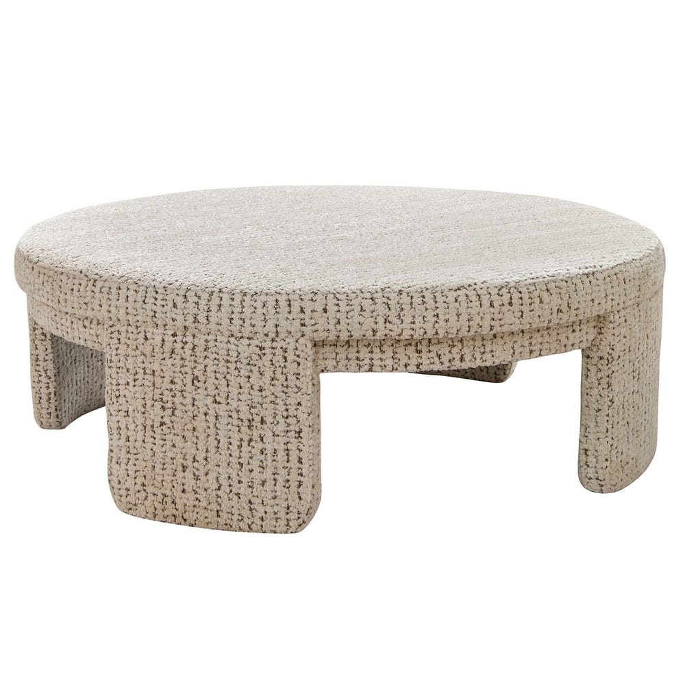 Give It A Rest Ottoman, Round - Hopscotch Creamy Espresso