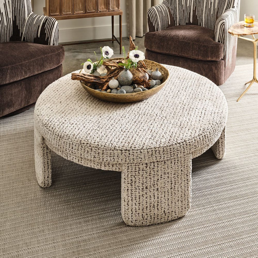 Give It A Rest Ottoman, Round - Hopscotch Creamy Espresso