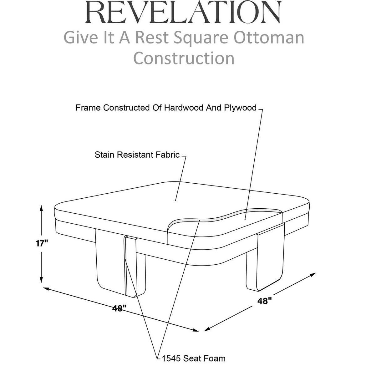 Give It A Rest Ottoman, Square - Brush w Destiny Sunbrella