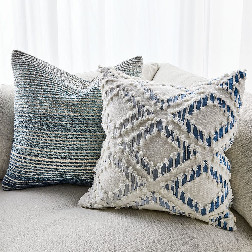 Fringe Element Pillow - Ombre Blue