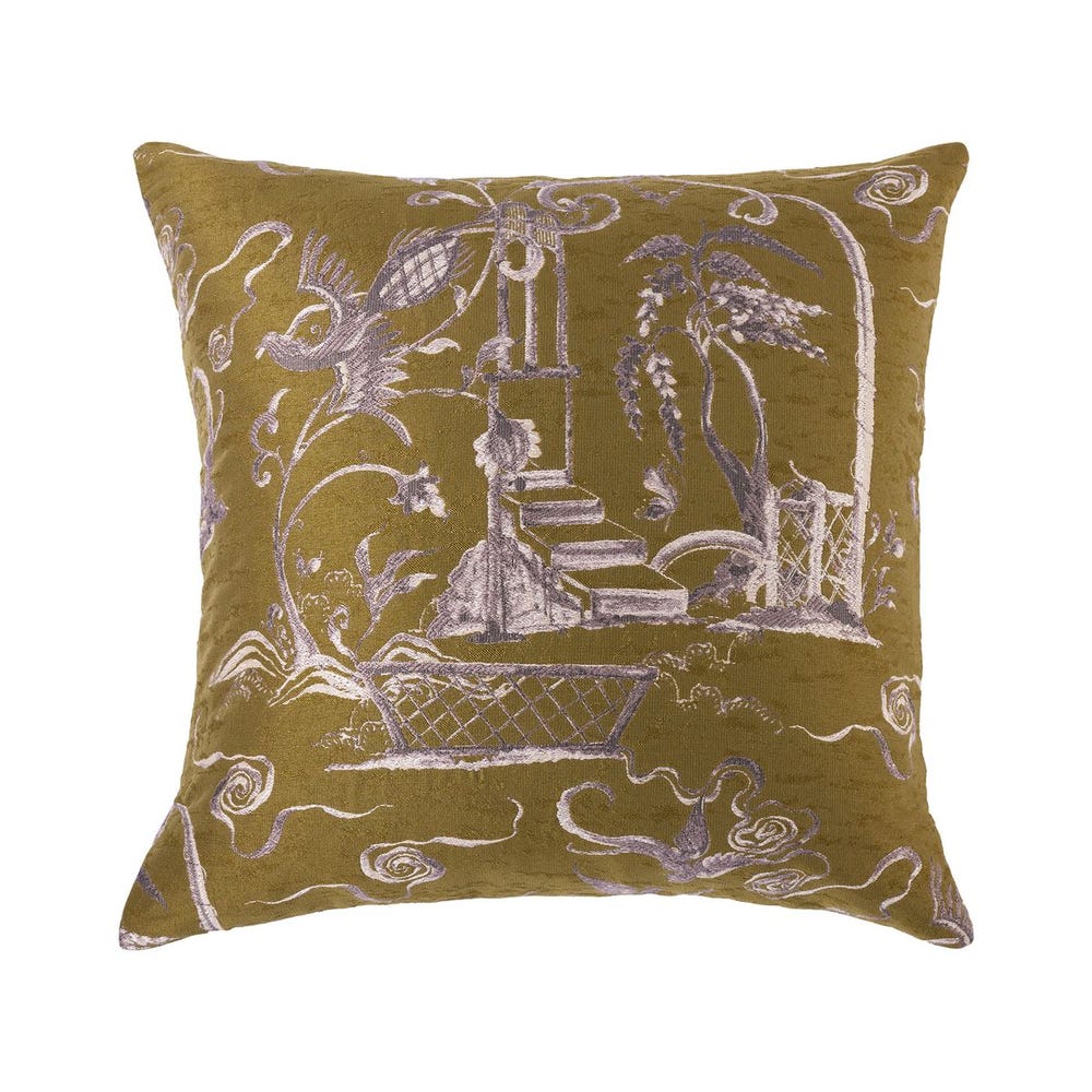 Vintage Folly Pillow - Olive/Lilac