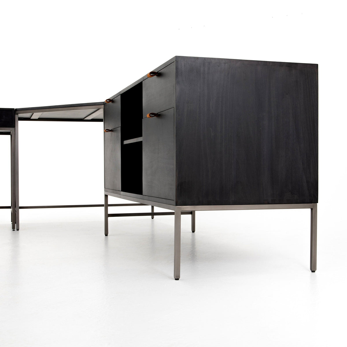 Trey Desk System With Filing Credenza