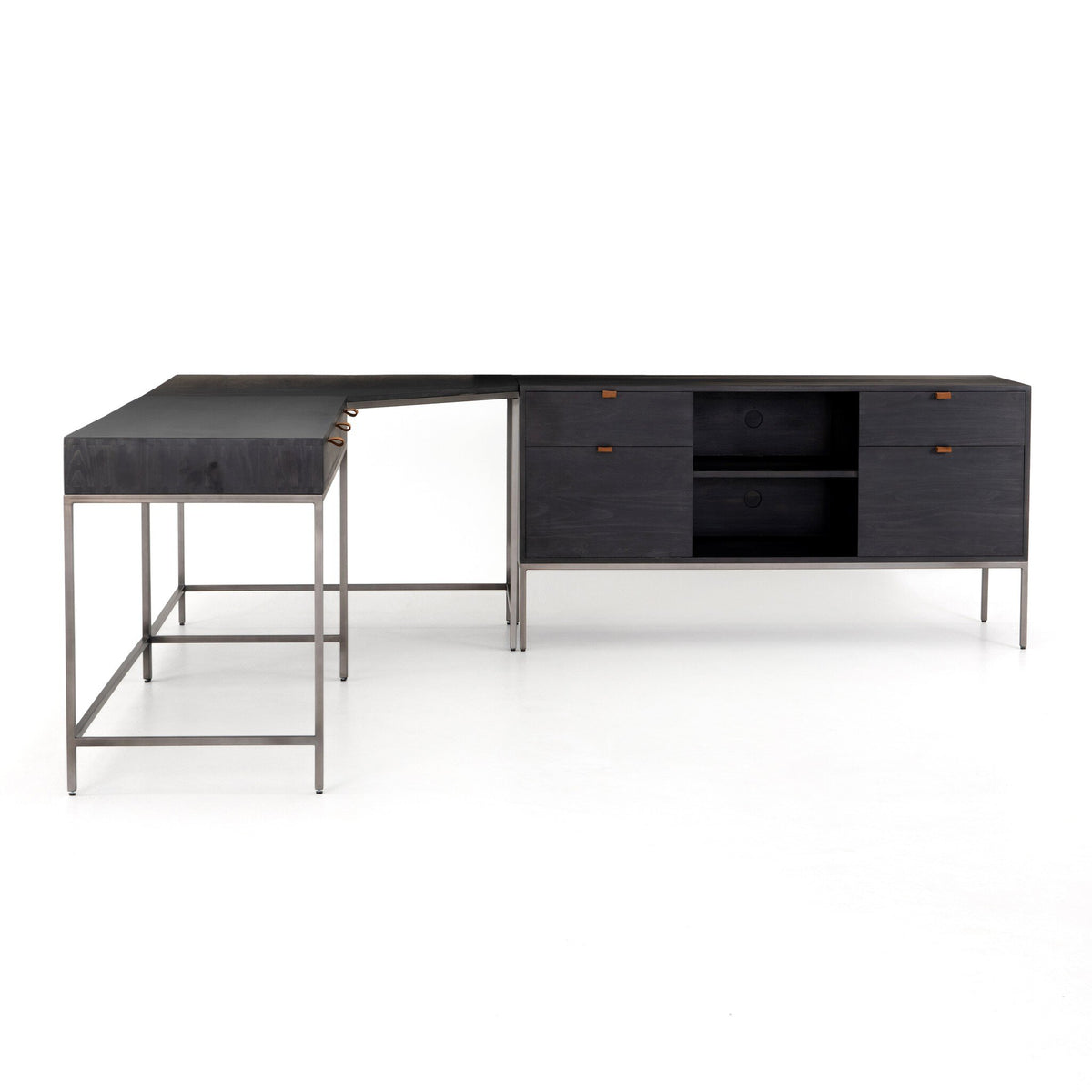 Trey Desk System With Filing Credenza