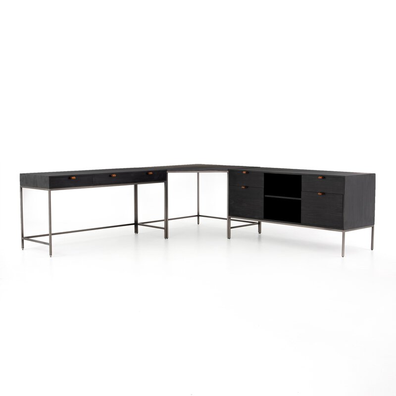 Trey Desk System With Filing Credenza