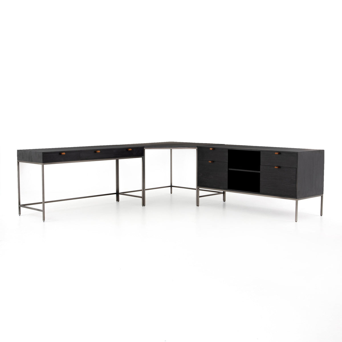 Trey Desk System With Filing Credenza