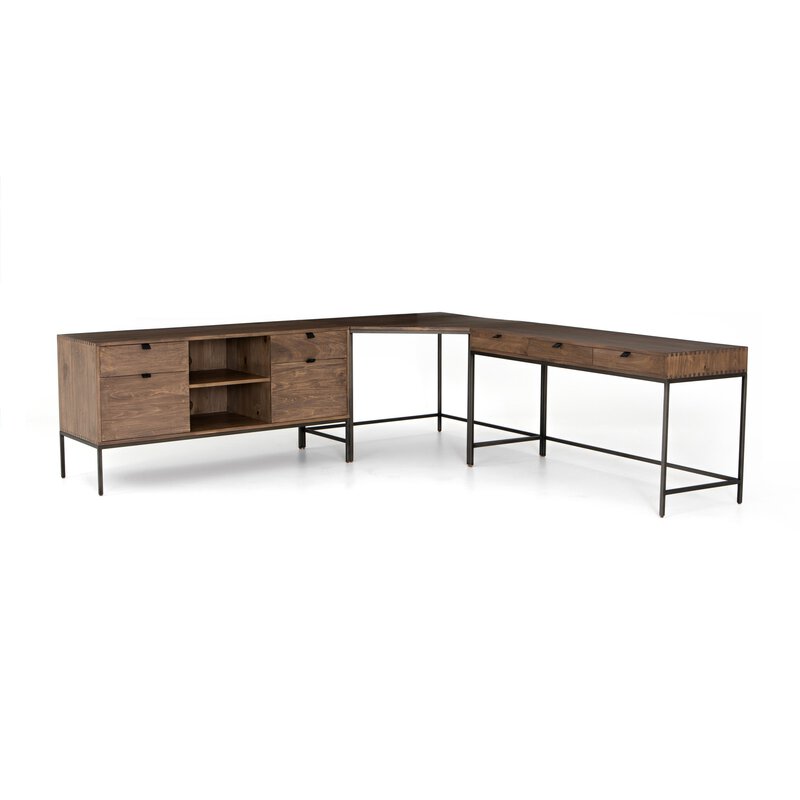 Trey Desk System With Filing Credenza