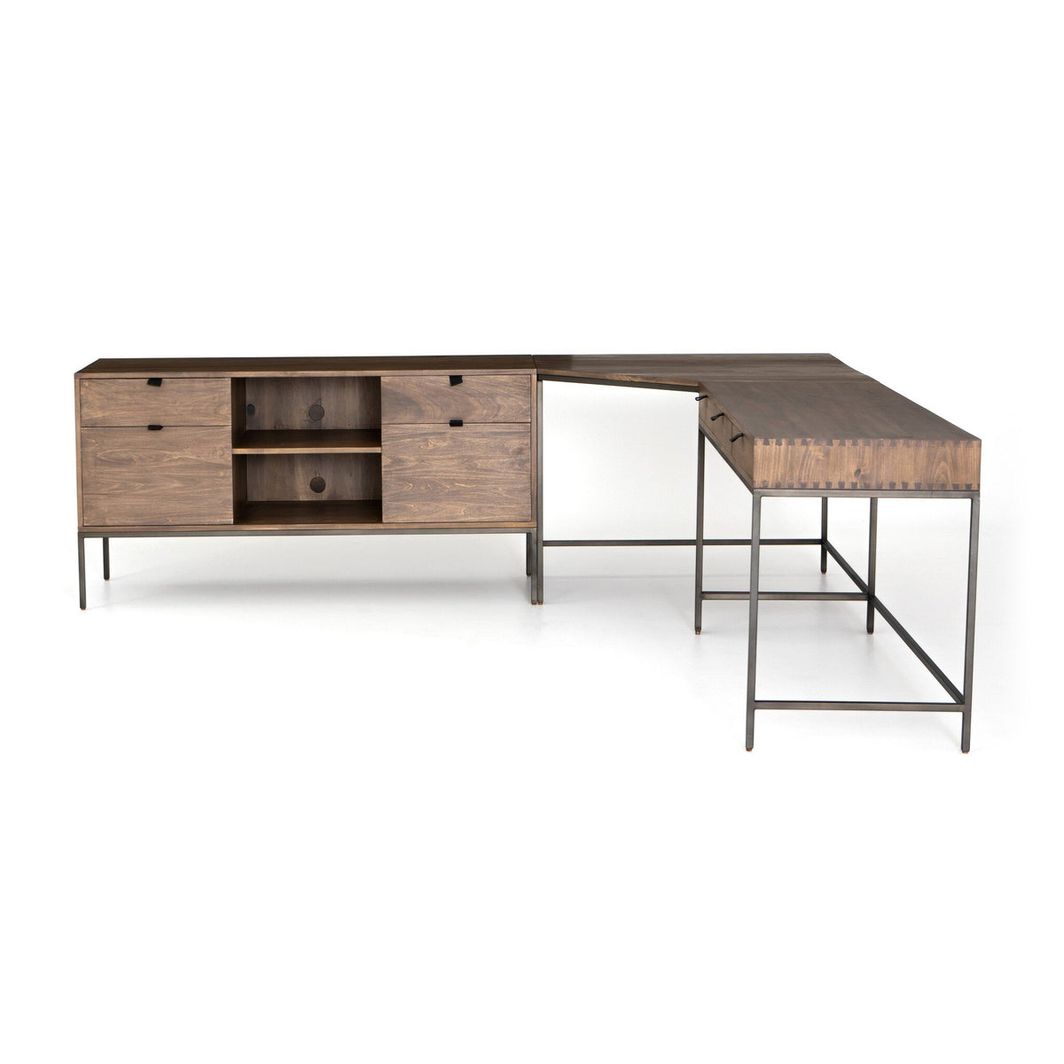 Trey Desk System With Filing Credenza