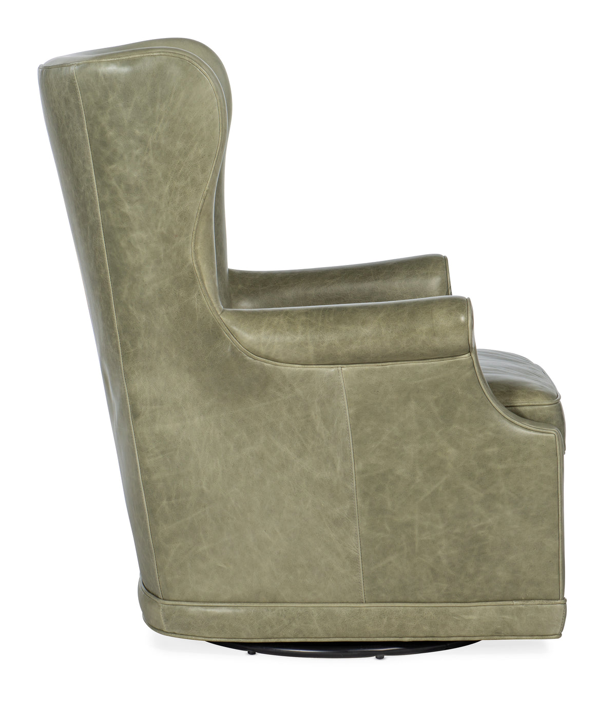 a green leather chair with a white background