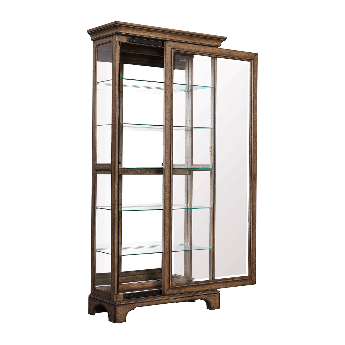 a glass cabinet with a white background