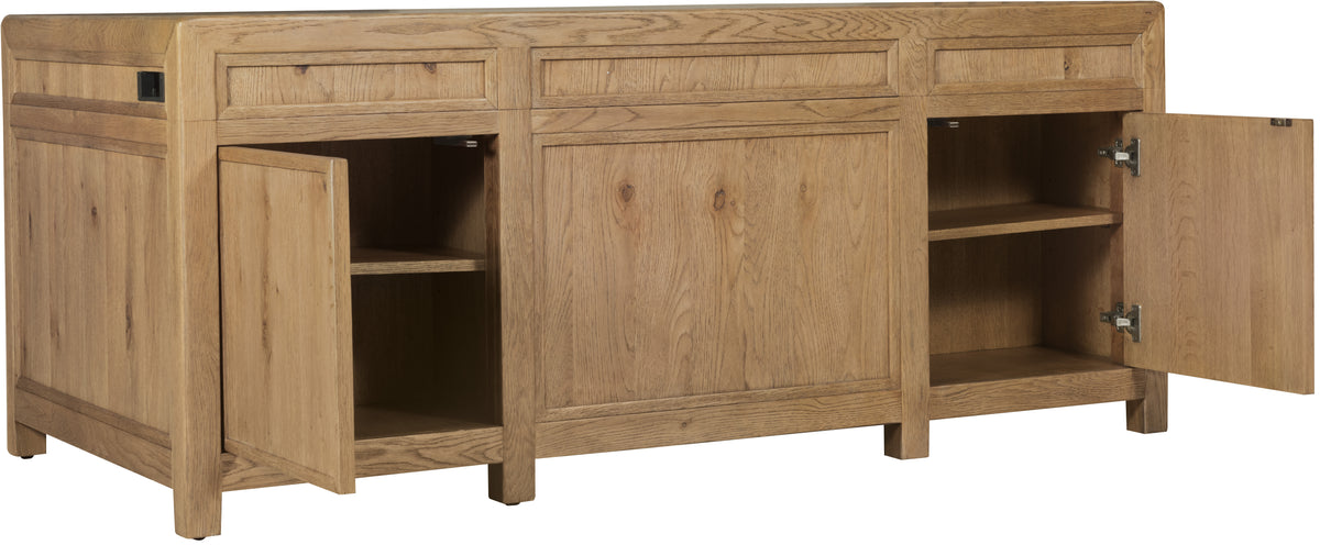 a wooden cabinet with shelves