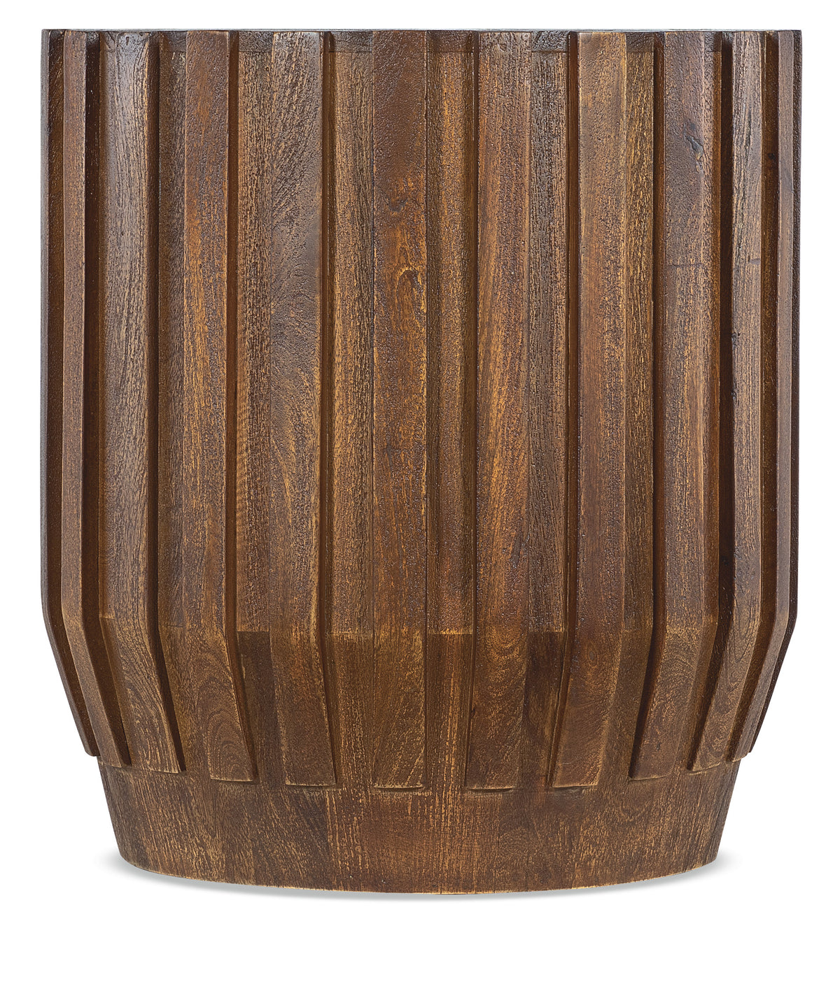 a brown vase with lines on it