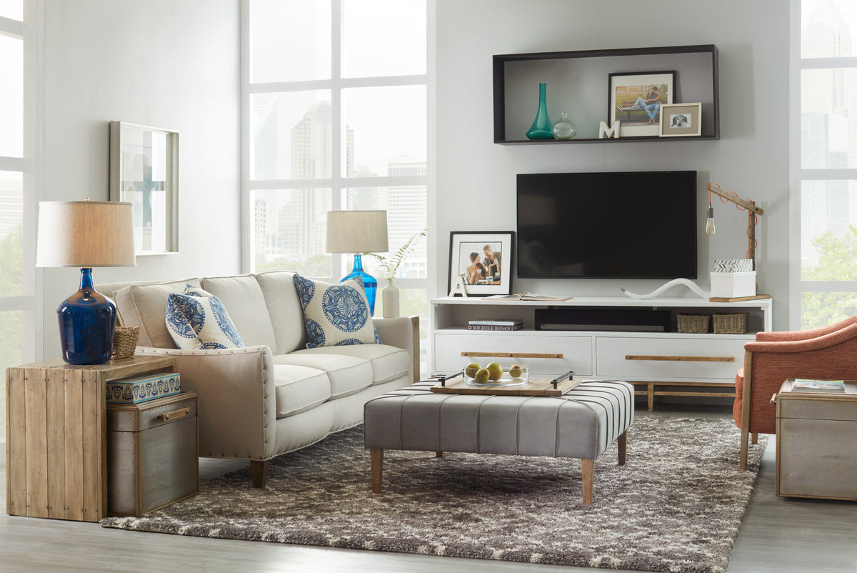 a living room with a tv and a couch